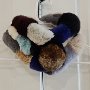 NWOT Multicolor Real RABBIT Fur Scarf